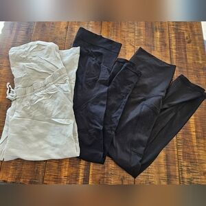 Women's Black and Beige Maternity Pant Set